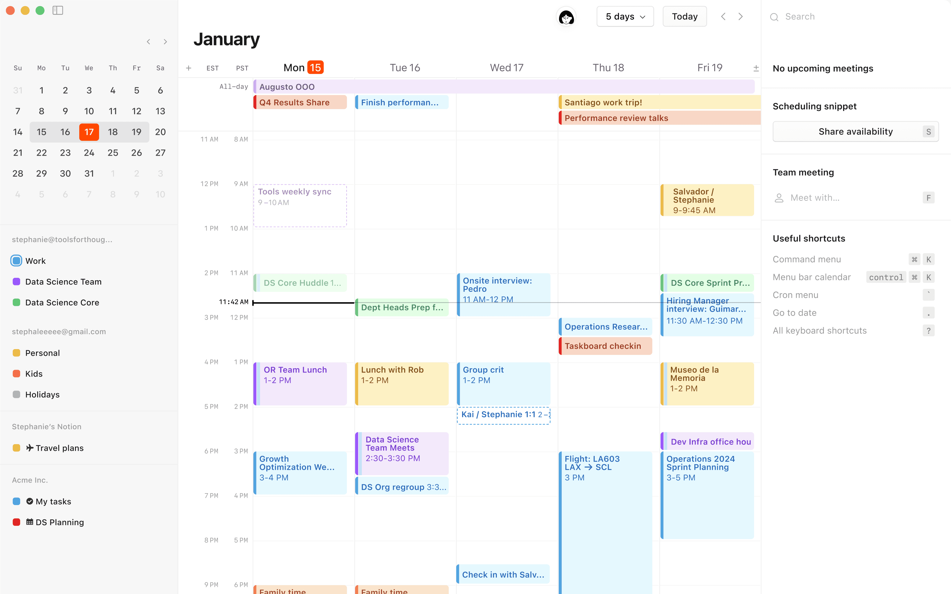 Een screenshot van Notion Calendar op desktop