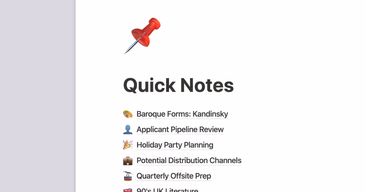 Build a quick notes page in Notion