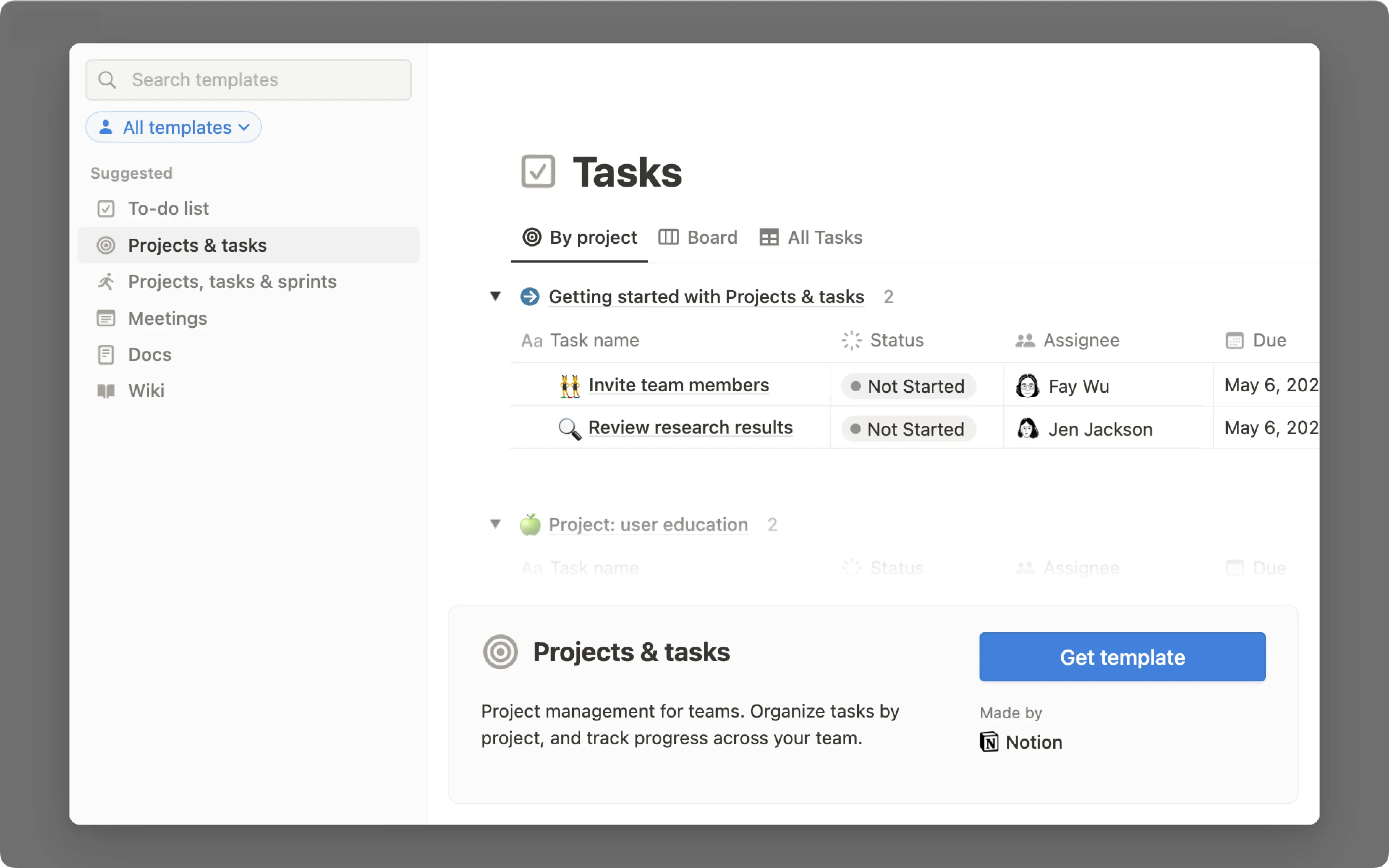 projects templates whats new