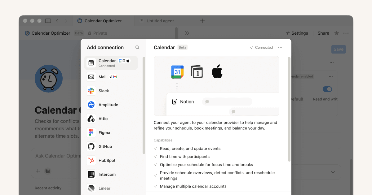 Manage your inbox and calendar automatically with Custom Agents