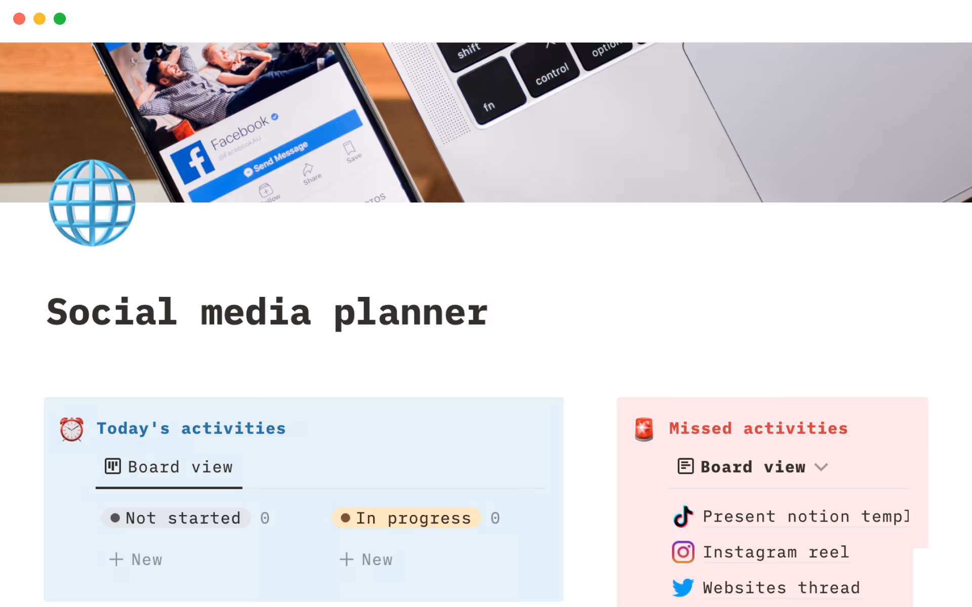 Social media content planner