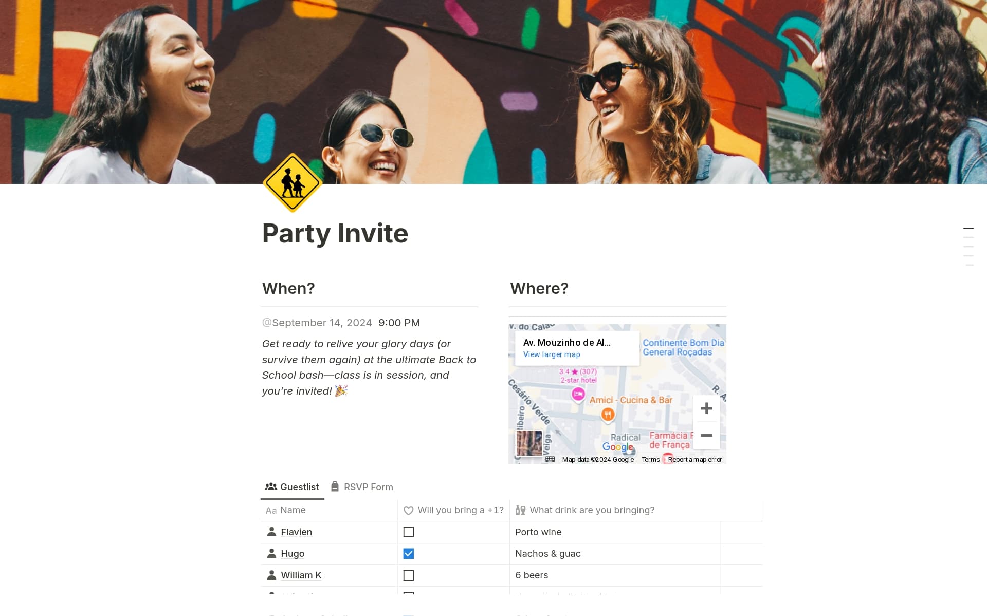 A template preview for Party invite with RSVP